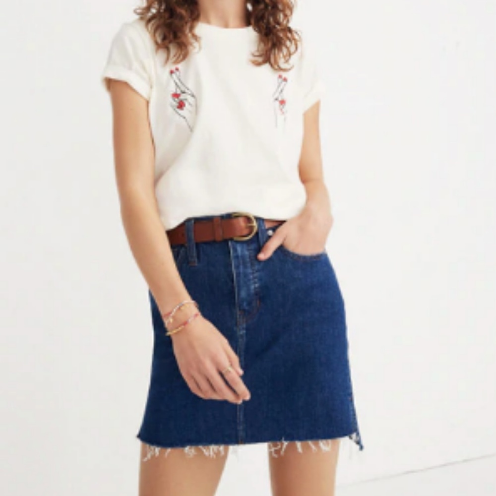 Madewell Stretch  Dark Denim Straight Mini Skirt